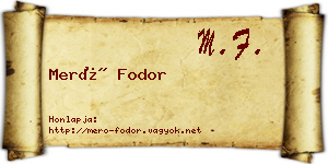 Merő Fodor névjegykártya